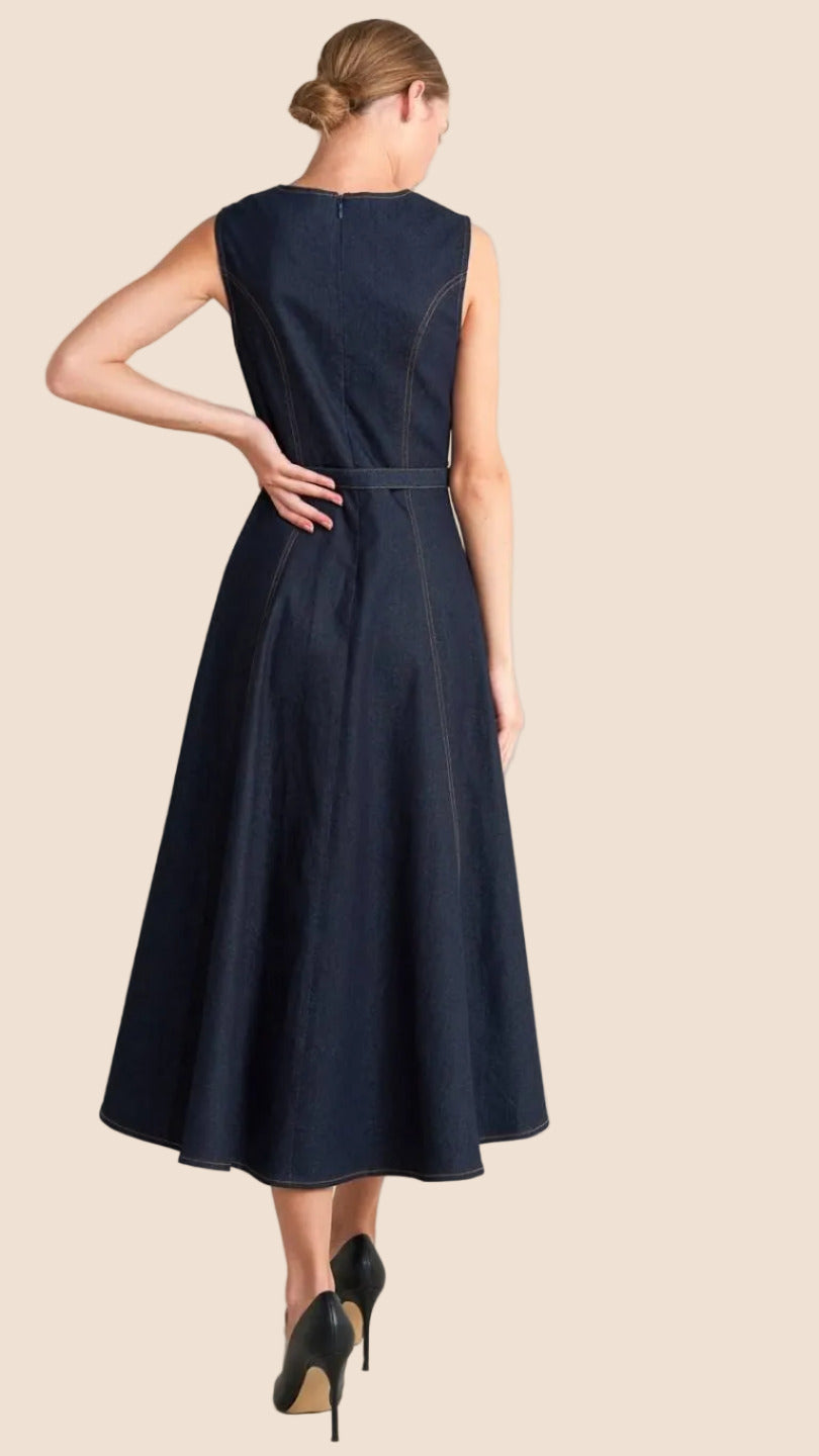 Denim Sleeveless Dress (Dark Wash)