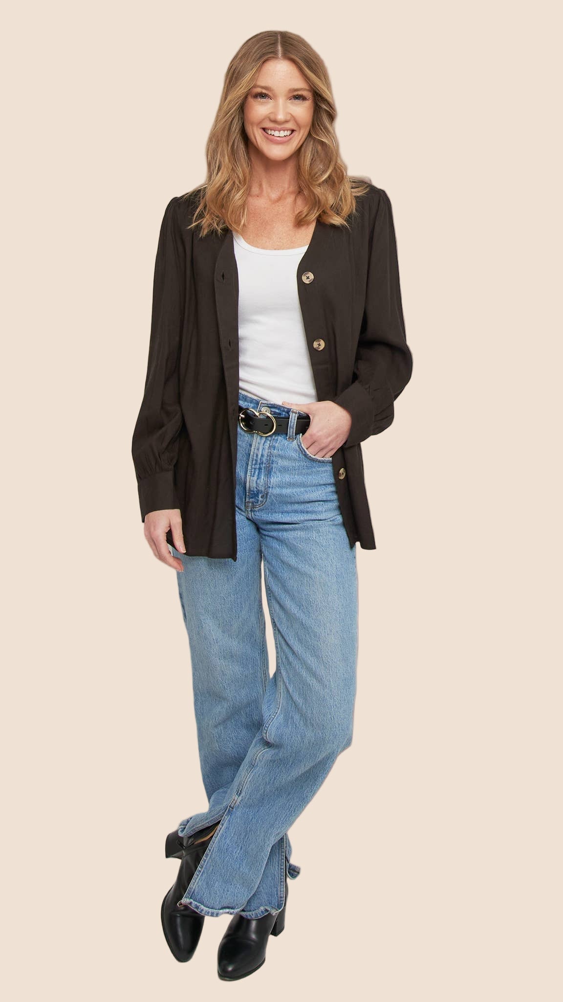 The Izara V-Neck Blouse (Black)