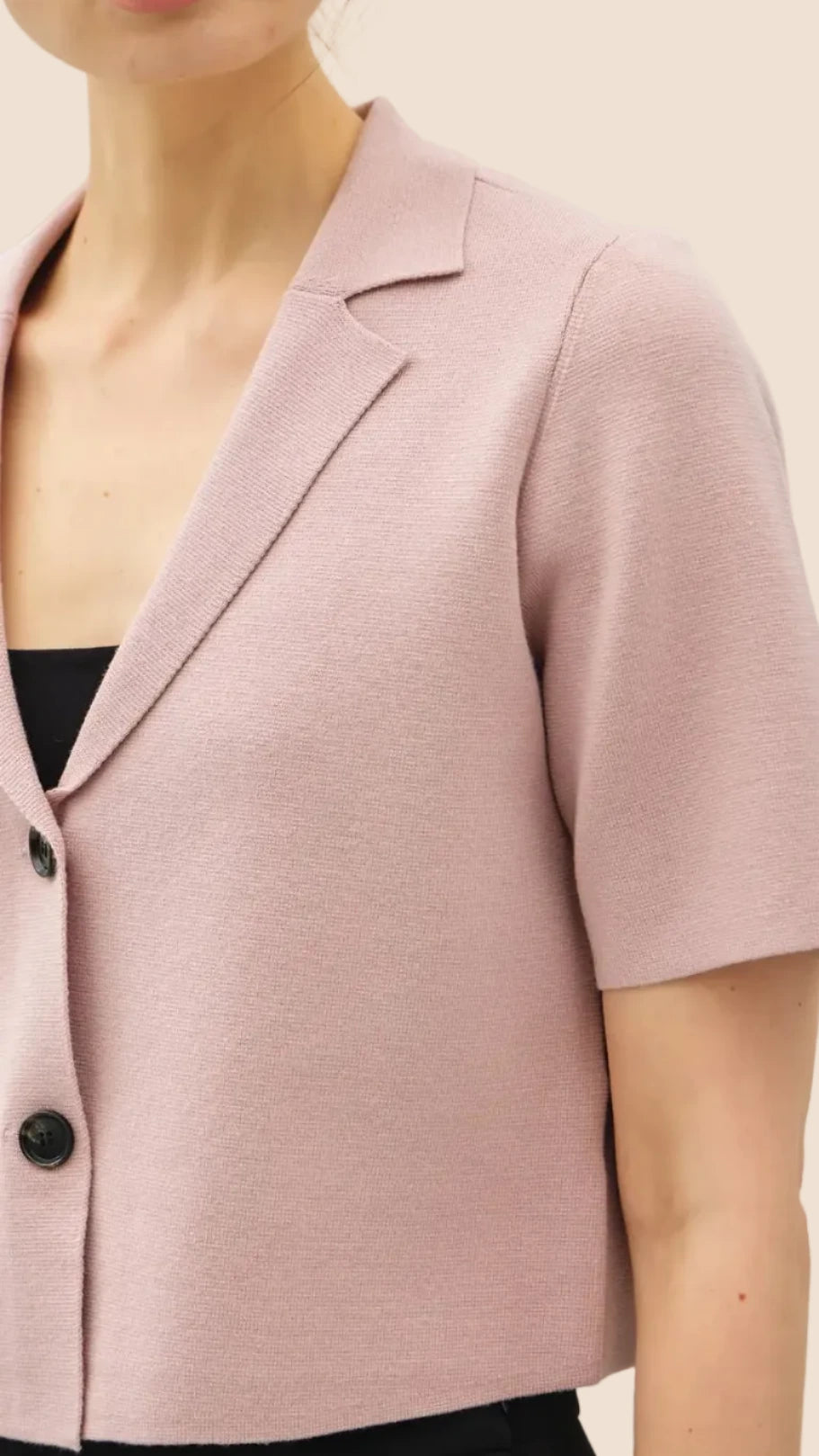 Be Soft Cropped Knit Blazer (Blush)