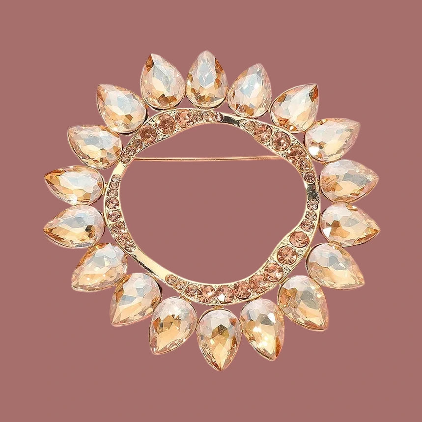 Champagne Crystal Halo Brooch