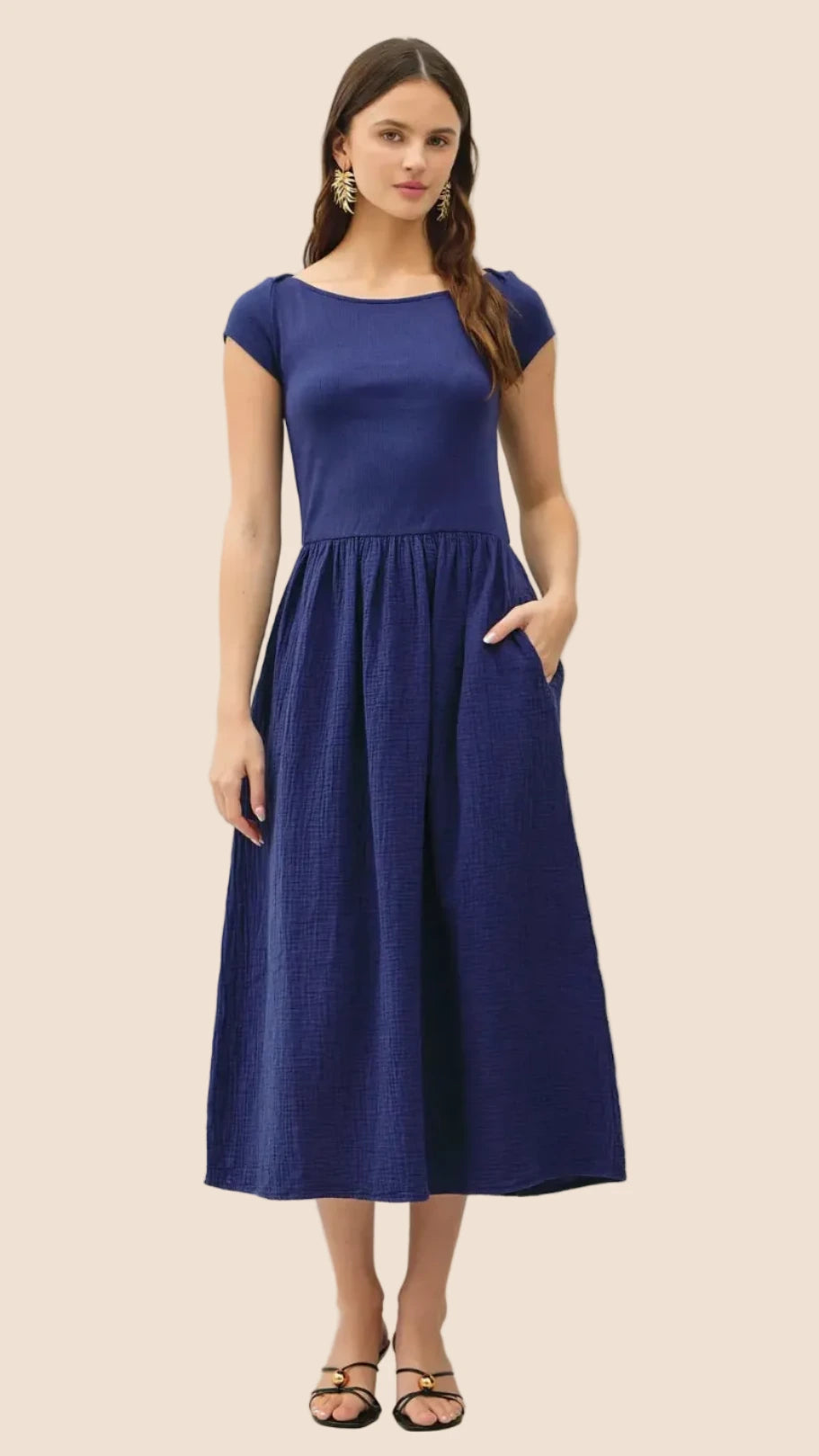 Be Soft Cotton Stretch Boatneck Dress