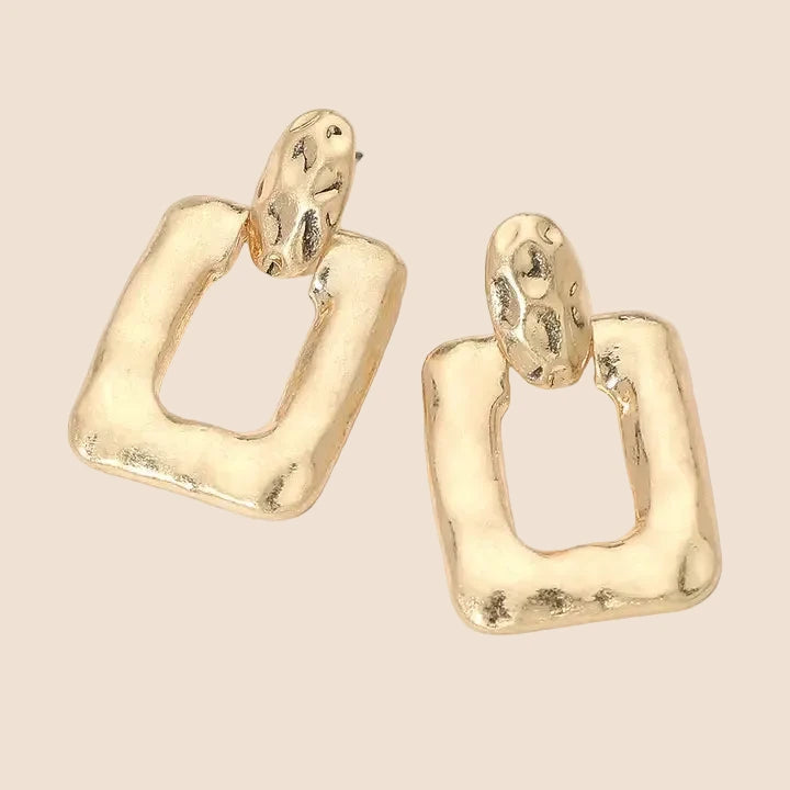 Hammered Square Drop Earrings