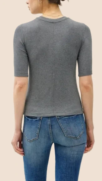 Be Soft Ribbed Elbow-Sleeve Top