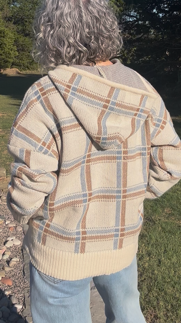 Cozy Plaid Sweater Hoodie