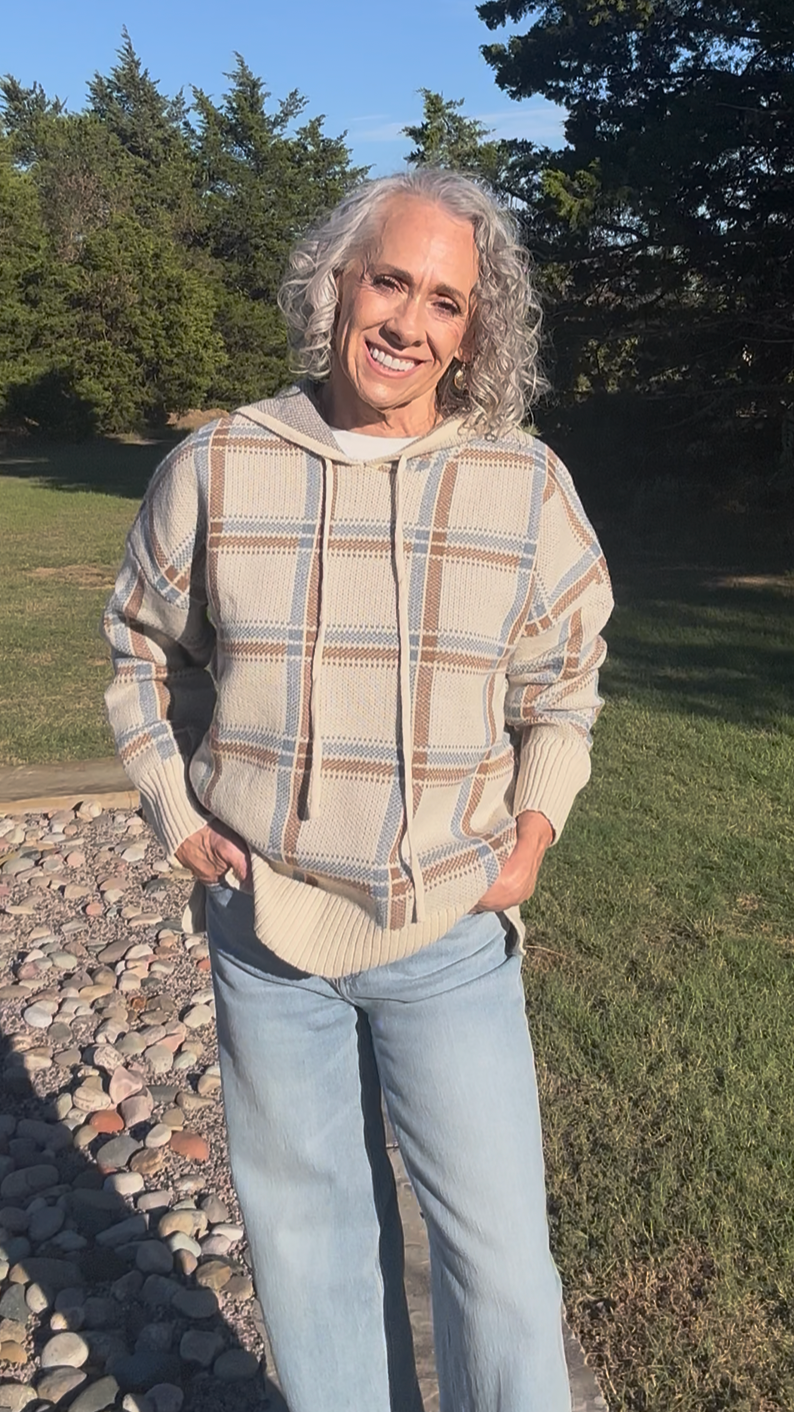 Cozy Plaid Sweater Hoodie