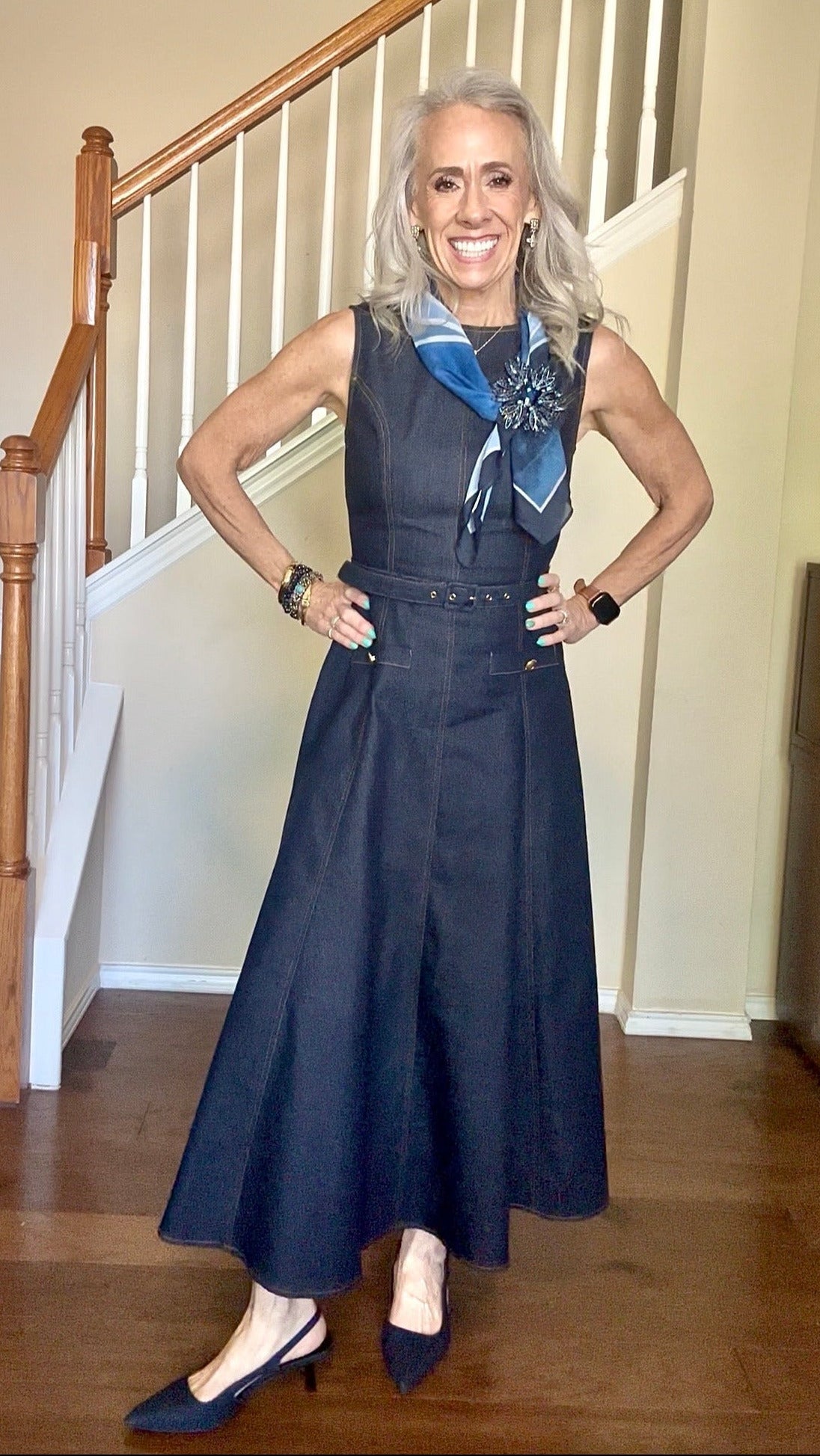 Denim Sleeveless Dress (Dark Wash)