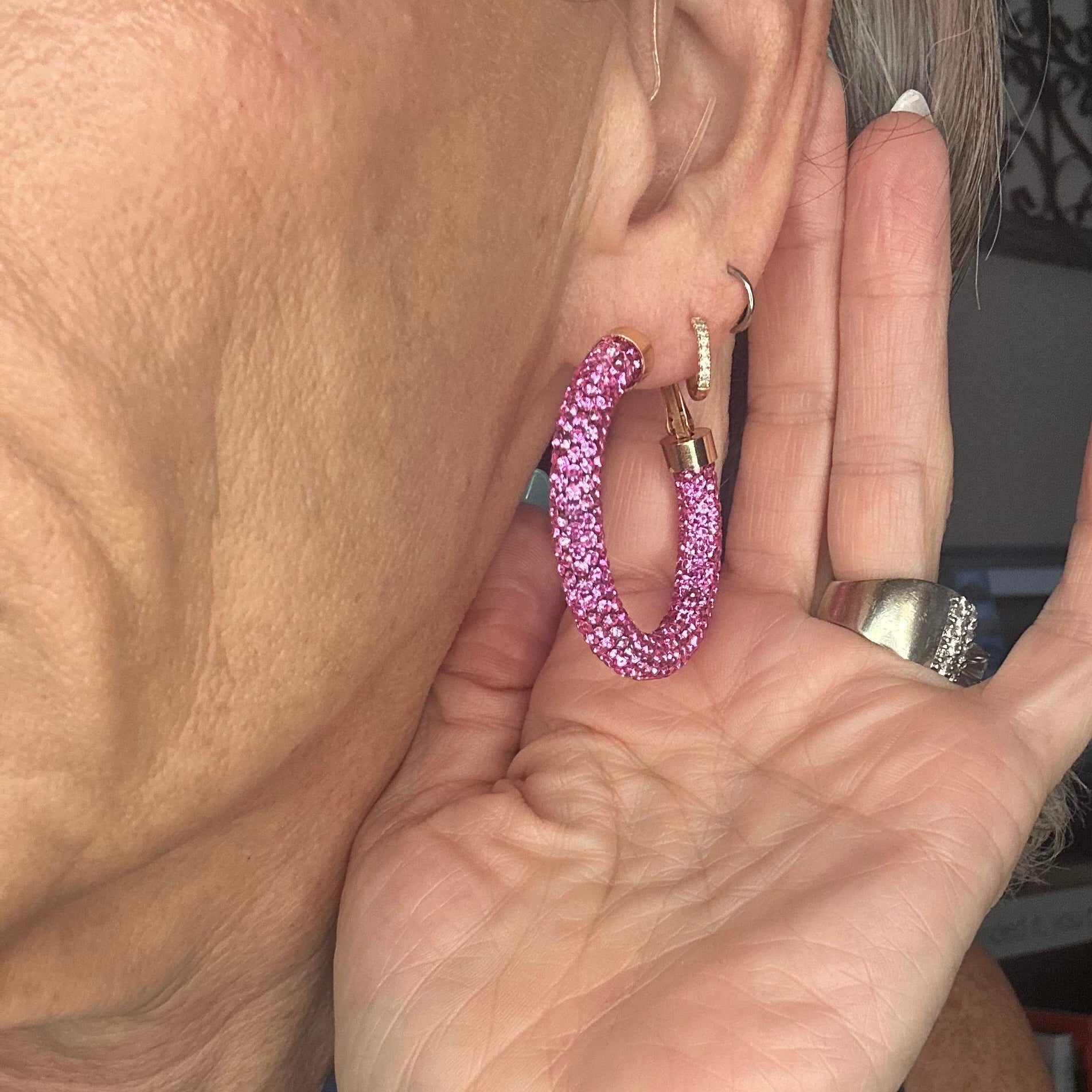 Pavé Crystal Hoop Earrings