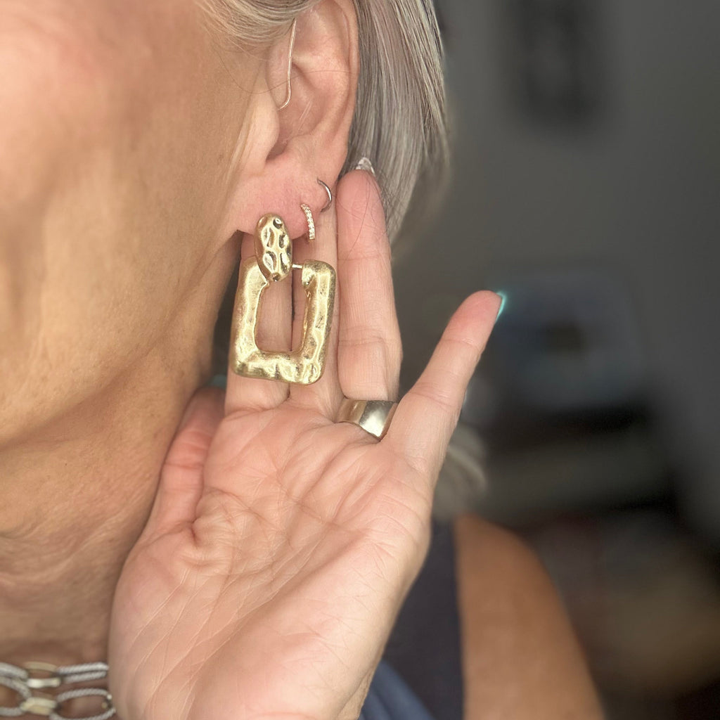 Hammered Square Drop Earrings