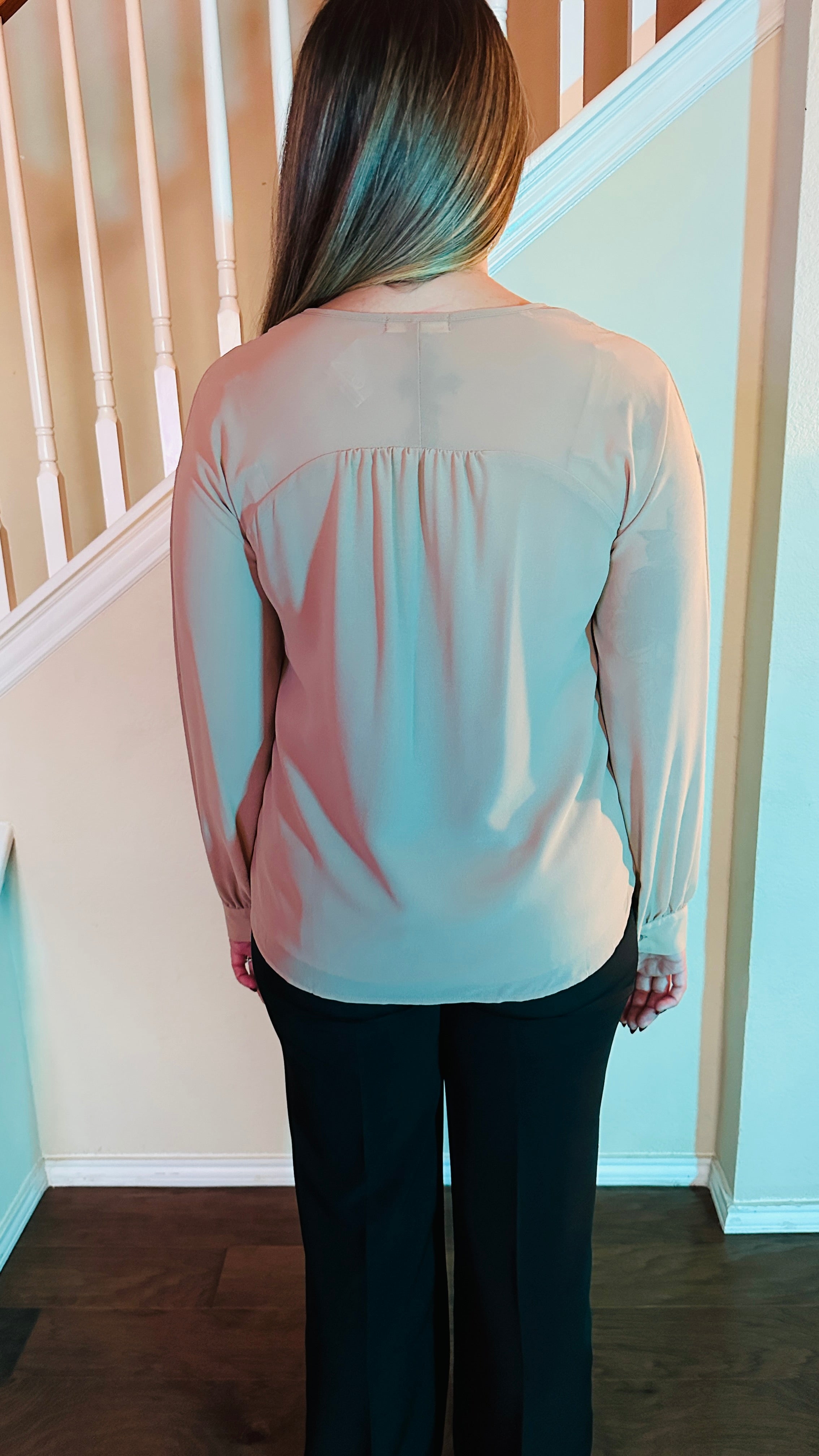 Round Neck Sheer Blouse (Mocha)