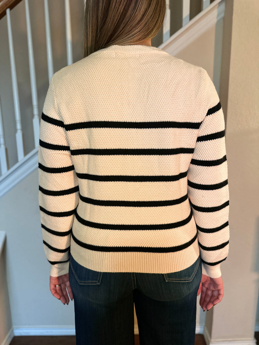 Striped Pullover Sweater (Cream/Black)
