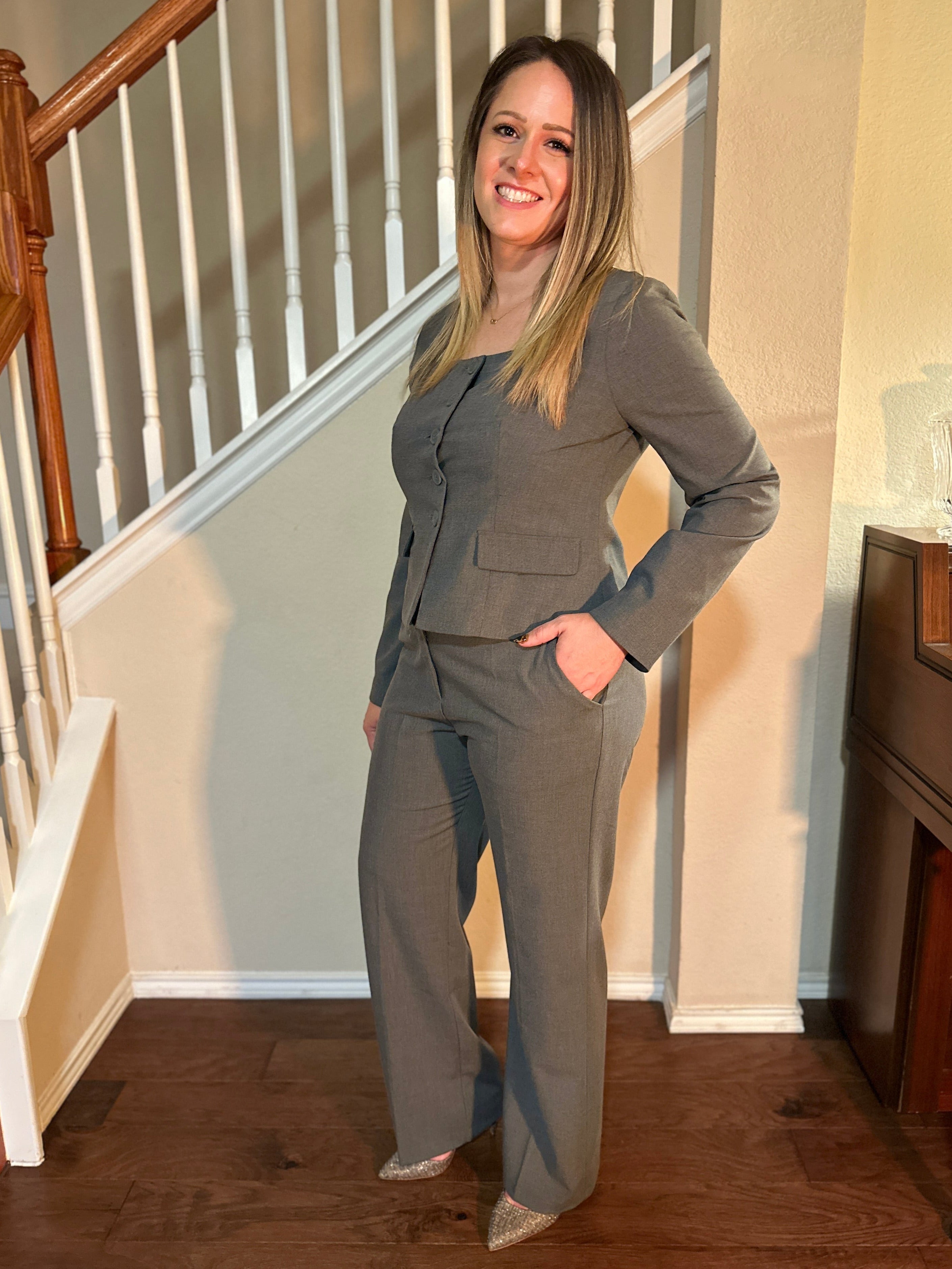 High Waist Trouser (Charcoal)