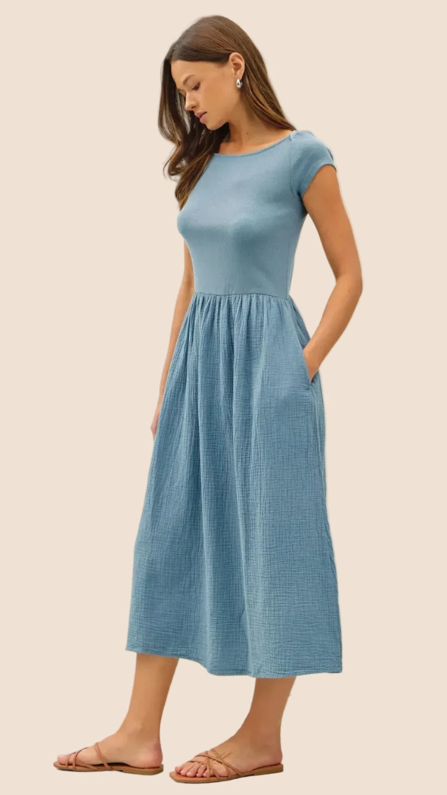 Be Soft Cotton Stretch Boatneck Dress