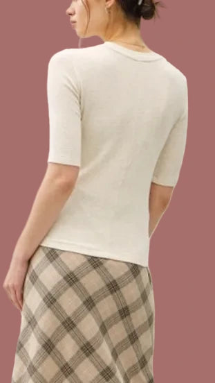 Be Soft Ribbed Elbow-Sleeve Top