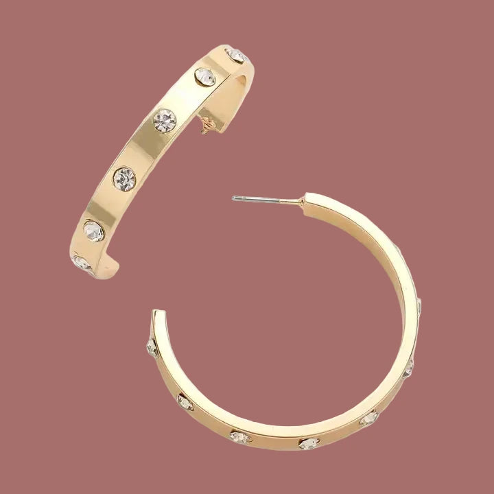 Crystal Accent Hoop Earrings