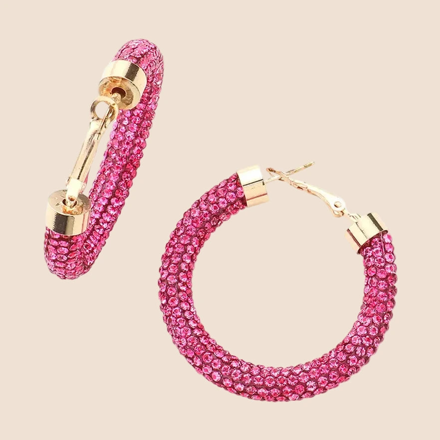 Pavé Crystal Hoop Earrings