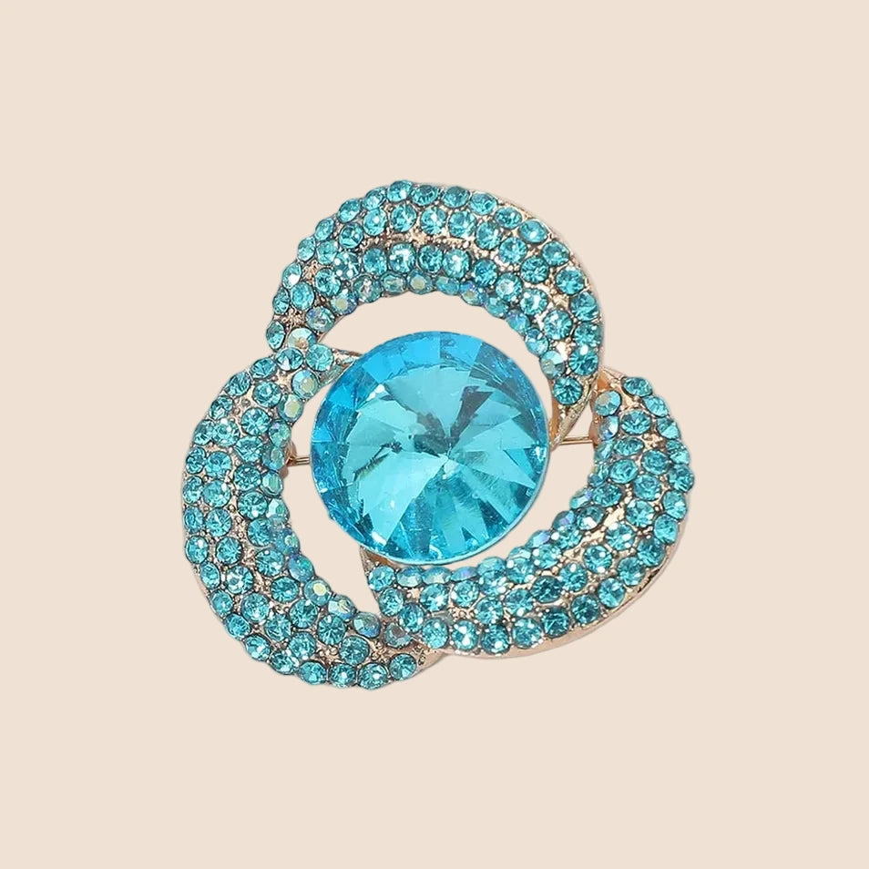 Crystal Swirl Floral Brooch