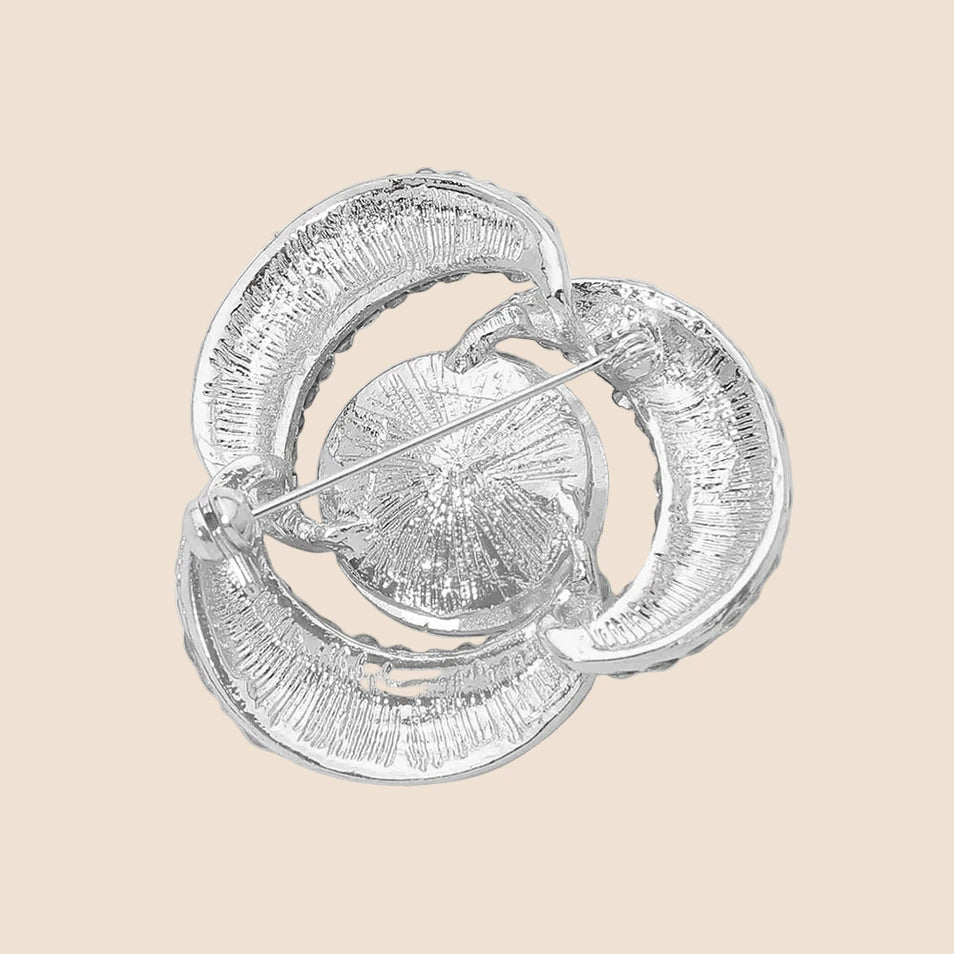 Crystal Swirl Floral Brooch