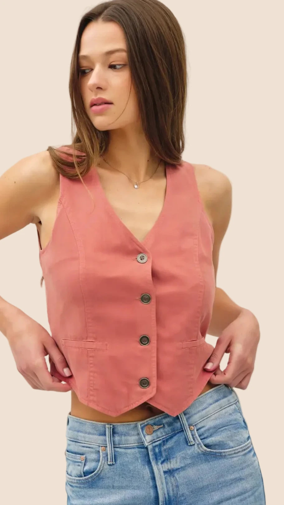 Be Soft Tencel Button-Front Vest