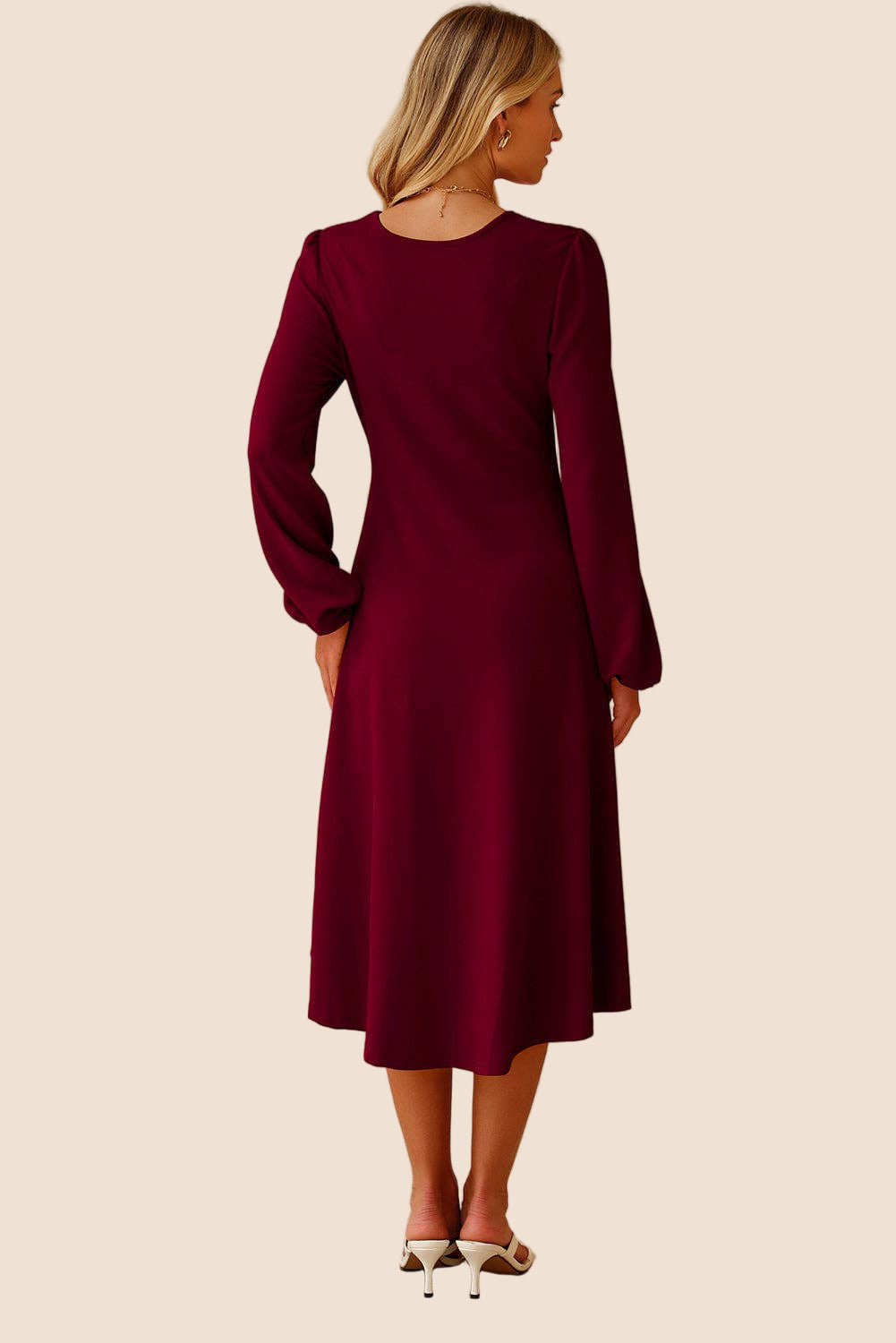 Ruched Midi Dress (Cranberry)