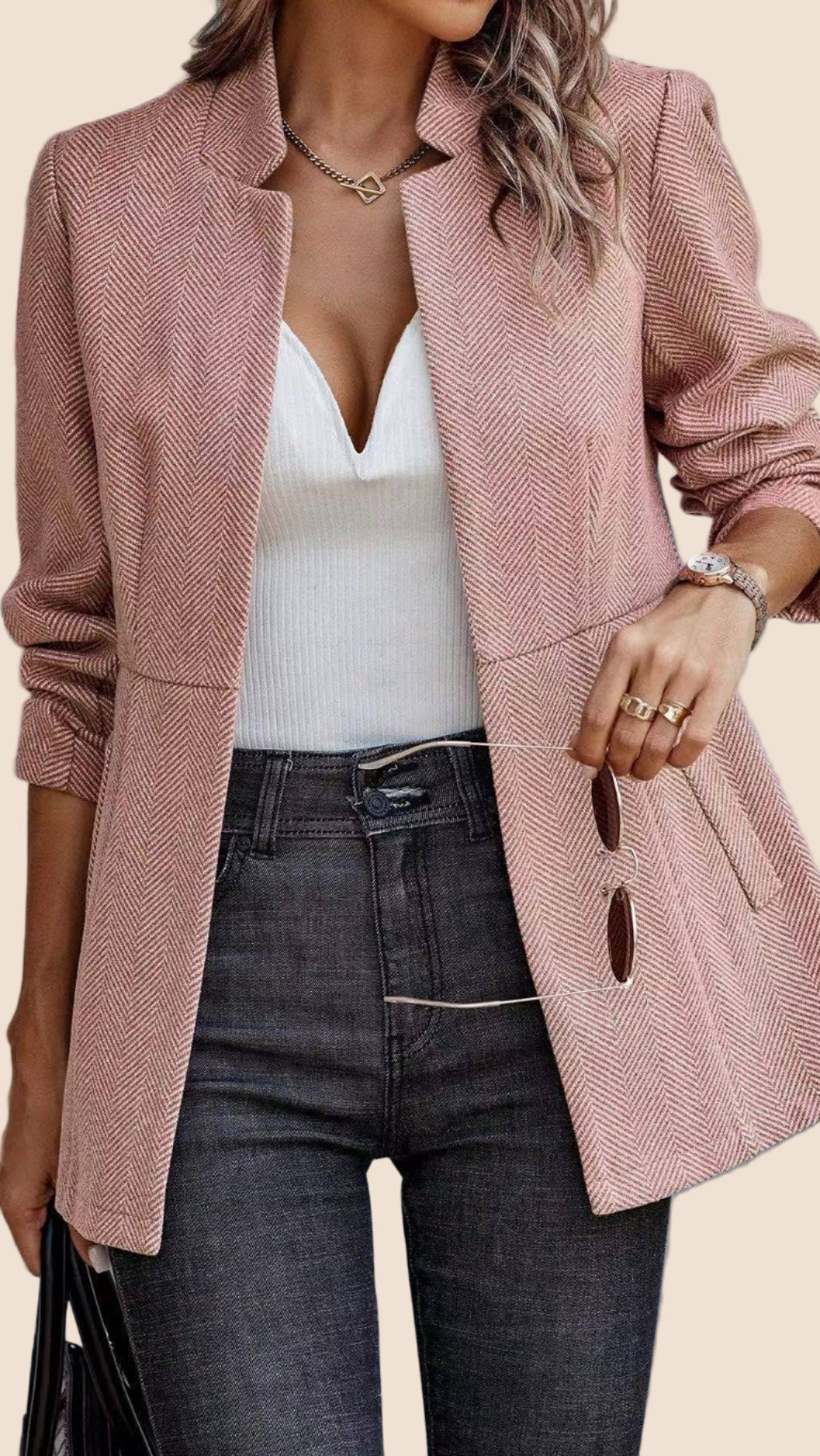 Open Front Blazer (Pink)